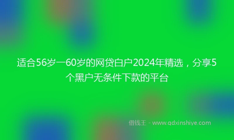 适合56岁一60岁的网贷白户2024年精选，分享5个黑户无条件下款的平台