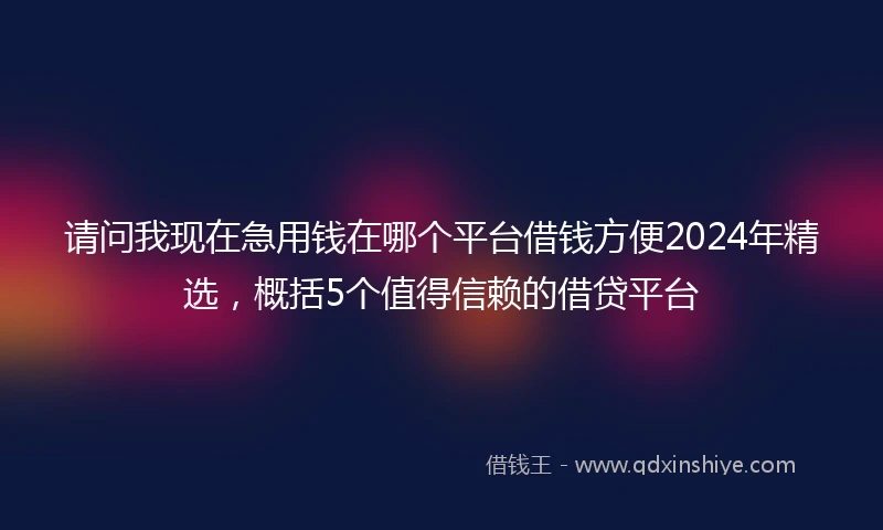 请问我现在急用钱在哪个平台借钱方便2024年精选，概括5个值得信赖的借贷平台