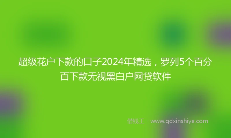 超级花户下款的口子2024年精选，罗列5个百分百下款无视黑白户网贷软件