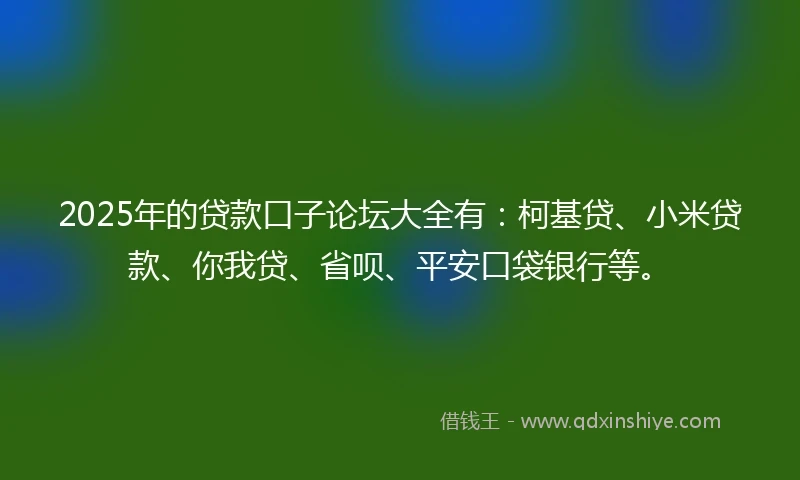 2025年的贷款口子论坛大全有：柯基贷、小米贷款、你我贷、省呗、平安口袋银行等。