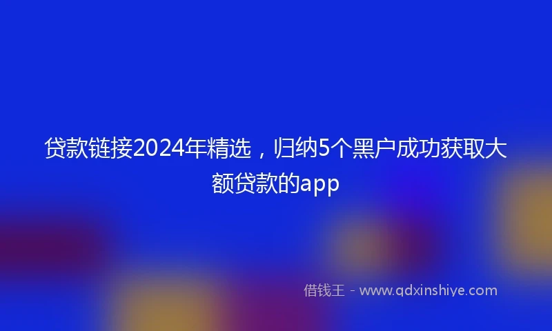 贷款链接2024年精选，归纳5个黑户成功获取大额贷款的app
