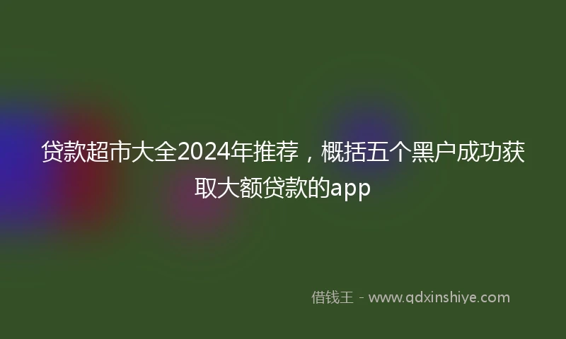 贷款超市大全2024年推荐，概括五个黑户成功获取大额贷款的app