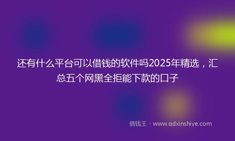 还有什么平台可以借钱的软件吗2025年精选，汇总五个网黑全拒能下款的口子