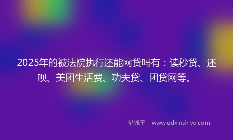 2025年的被法院执行还能网贷吗有：读秒贷、还呗、美团生活费、功夫贷、团贷网等。