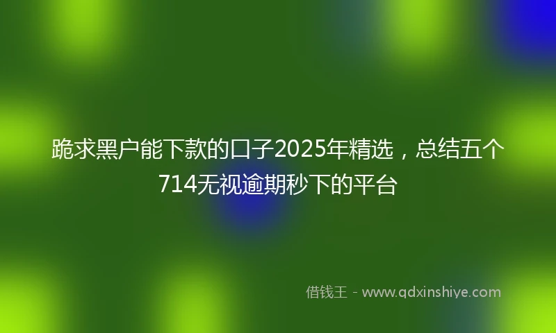 跪求黑户能下款的口子2025年精选，总结五个714无视逾期秒下的平台
