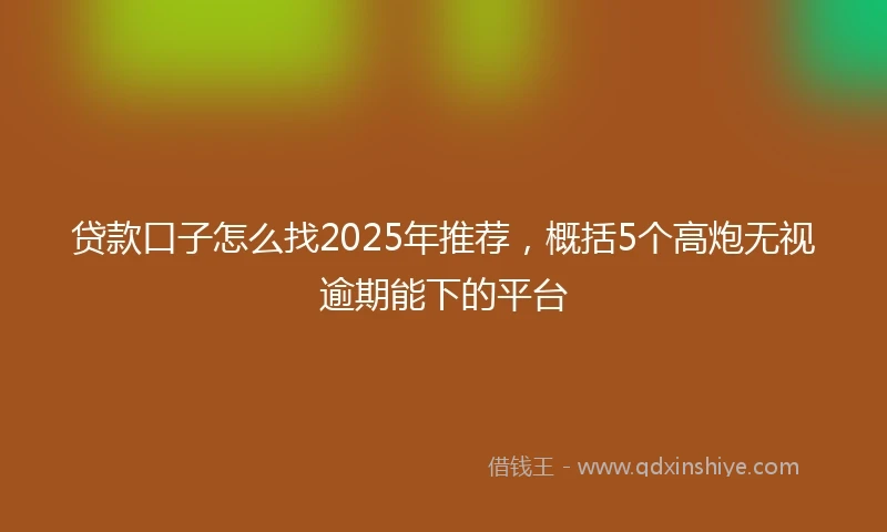 贷款口子怎么找2025年推荐，概括5个高炮无视逾期能下的平台