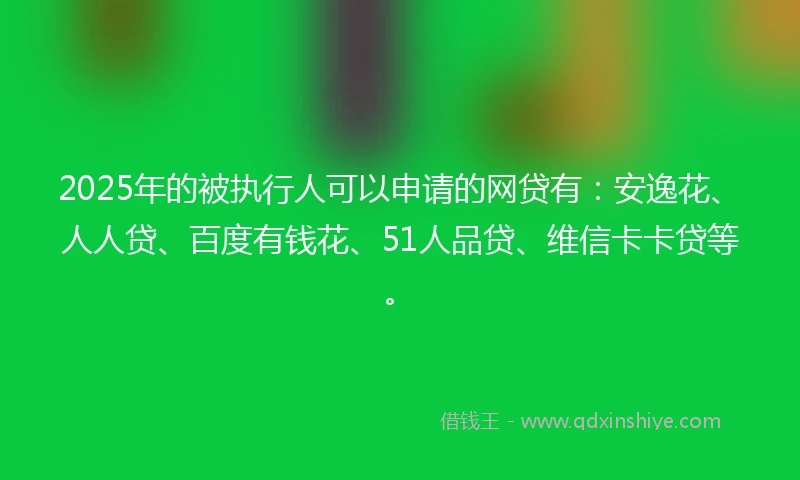 2025年的被执行人可以申请的网贷有：安逸花、人人贷、百度有钱花、51人品贷、维信卡卡贷等。