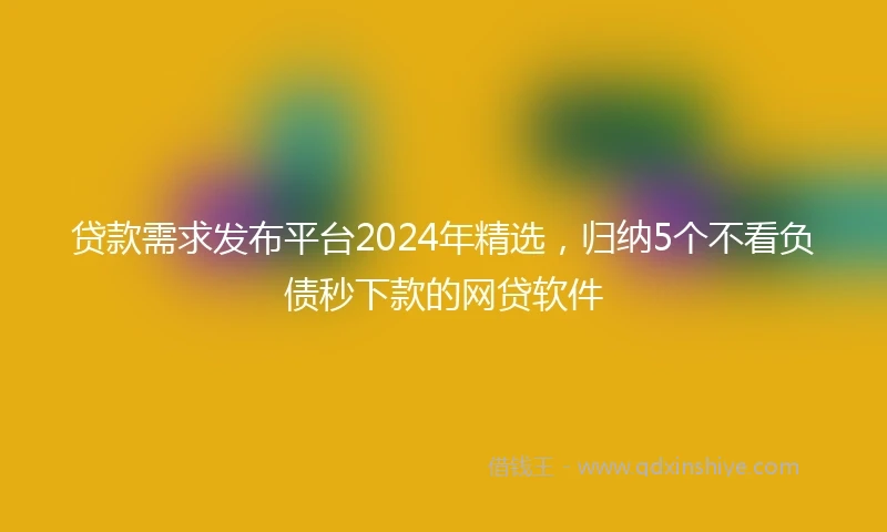 贷款需求发布平台2024年精选，归纳5个不看负债秒下款的网贷软件