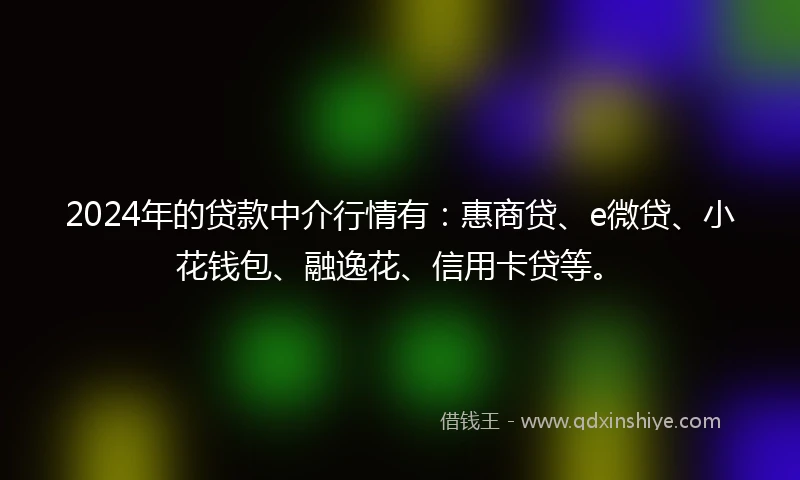 2024年的贷款中介行情有：惠商贷、e微贷、小花钱包、融逸花、信用卡贷等。