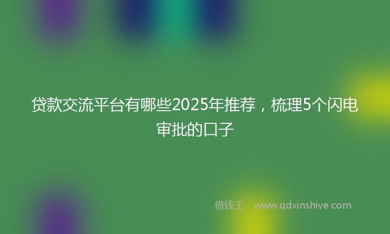 贷款交流平台有哪些2025年推荐，梳理5个闪电审批的口子