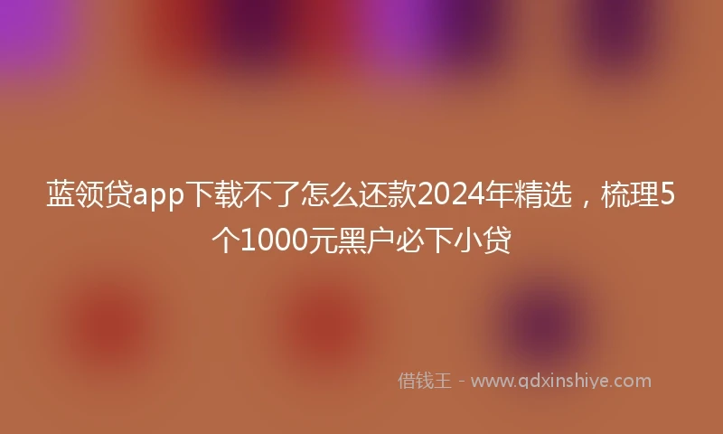蓝领贷app下载不了怎么还款2024年精选，梳理5个1000元黑户必下小贷