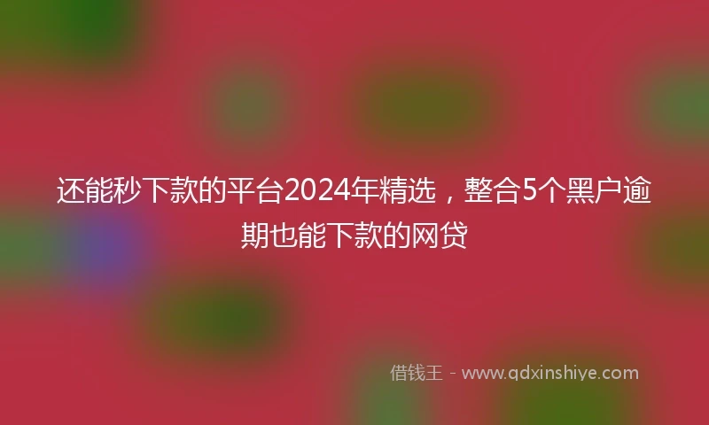 还能秒下款的平台2024年精选，整合5个黑户逾期也能下款的网贷