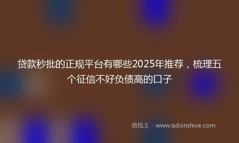 贷款秒批的正规平台有哪些2025年推荐，梳理五个征信不好负债高的口子