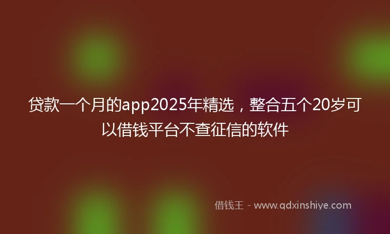 贷款一个月的app2025年精选，整合五个20岁可以借钱平台不查征信的软件