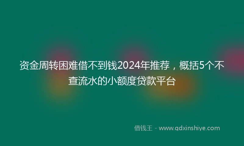 资金周转困难借不到钱2024年推荐，概括5个不查流水的小额度贷款平台