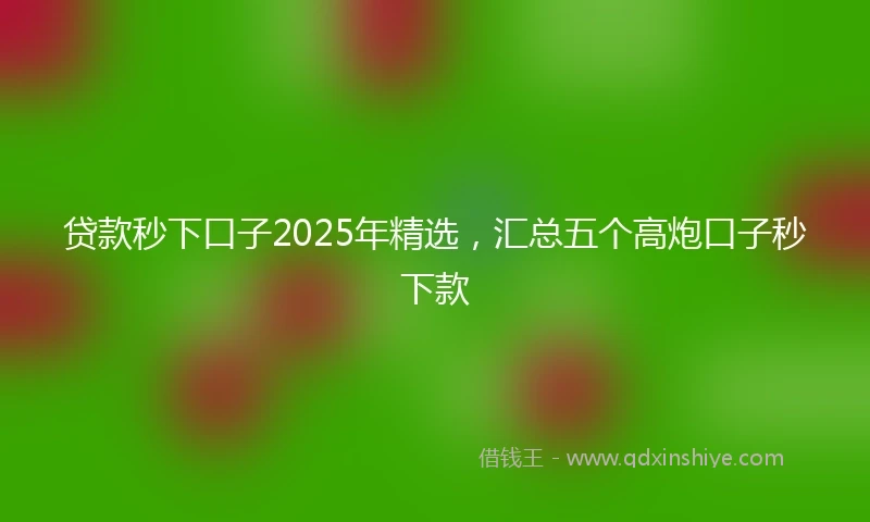 贷款秒下口子2025年精选，汇总五个高炮口子秒下款