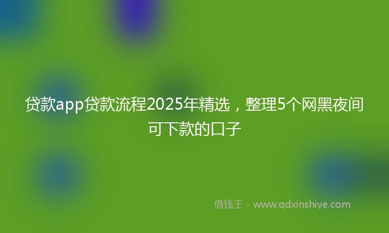 贷款app贷款流程2025年精选，整理5个网黑夜间可下款的口子