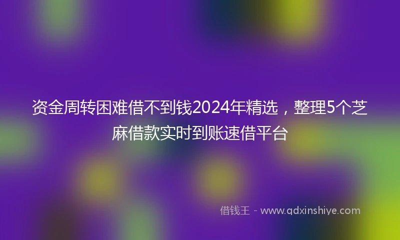 资金周转困难借不到钱2024年精选,整理5个芝麻借款实时到账速借平台