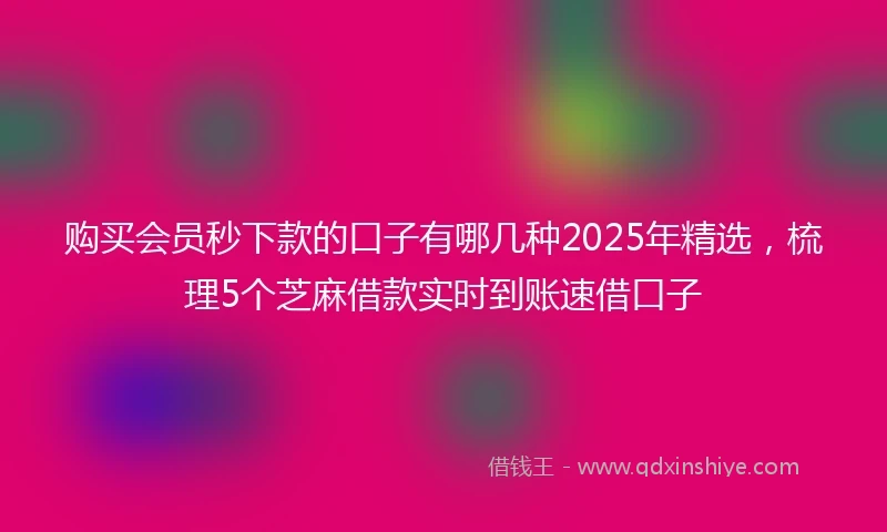 购买会员秒下款的口子有哪几种2025年精选，梳理5个芝麻借款实时到账速借口子