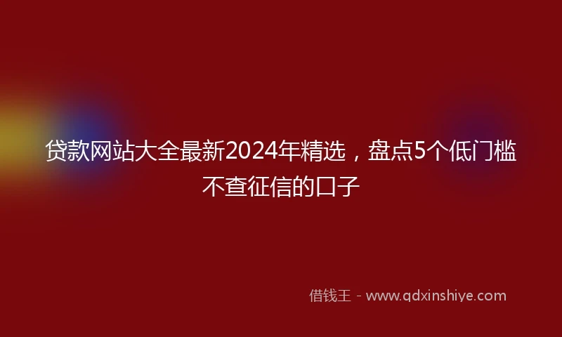 贷款网站大全最新2024年精选,盘点5个低门槛不查征信的口子