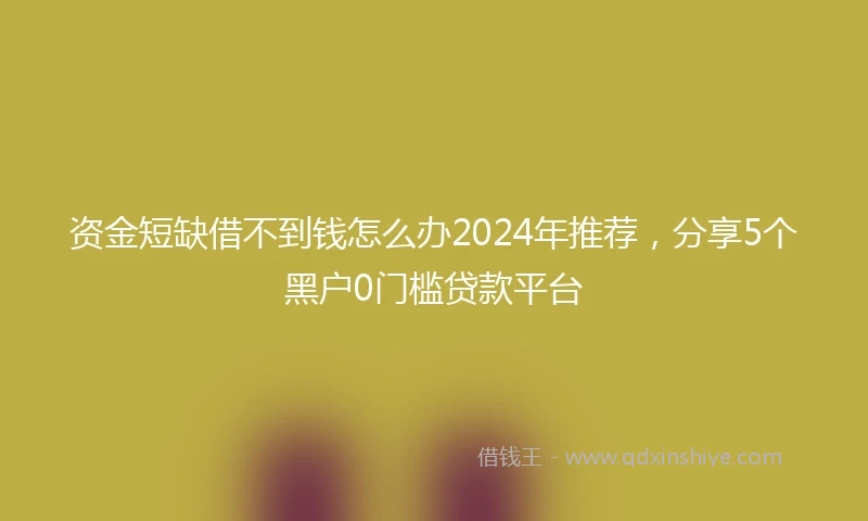 资金短缺借不到钱怎么办2024年推荐，分享5个黑户0门槛贷款平台