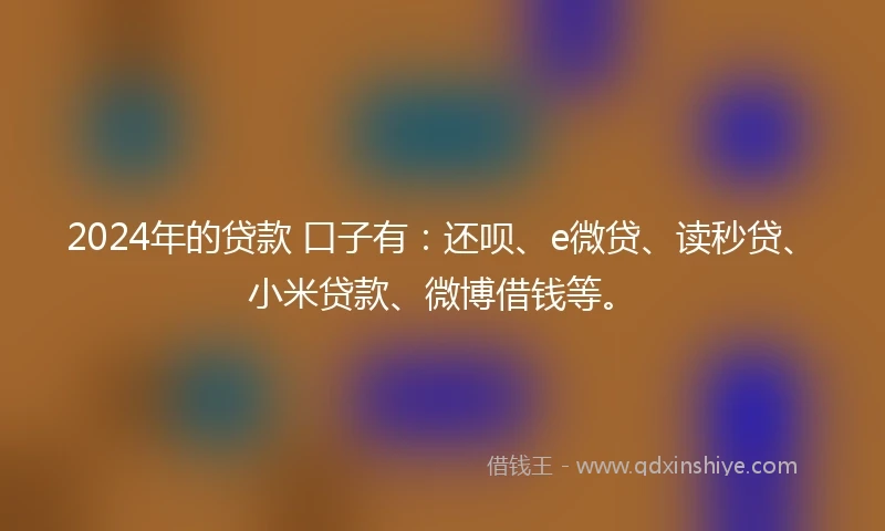 2024年的贷款 口子有：还呗、e微贷、读秒贷、小米贷款、微博借钱等。
