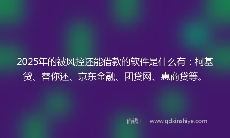 2025年的被风控还能借款的软件是什么有：柯基贷、替你还、京东金融、团贷网、惠商贷等。