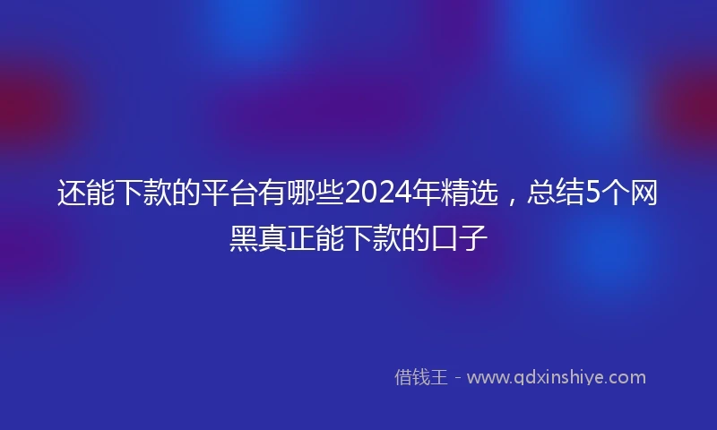 还能下款的平台有哪些2024年精选，总结5个网黑真正能下款的口子