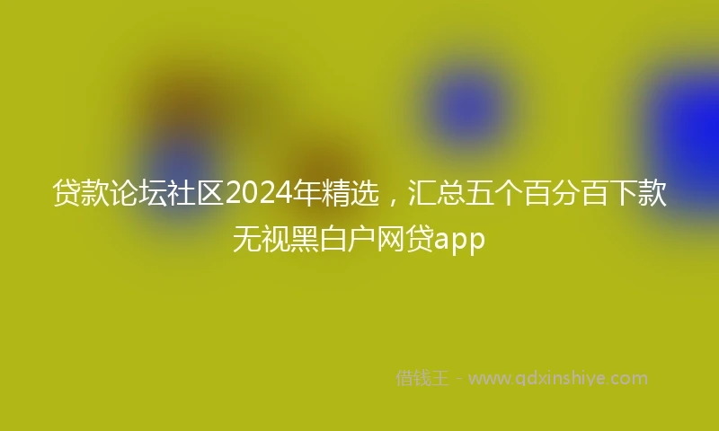 贷款论坛社区2024年精选，汇总五个百分百下款无视黑白户网贷app