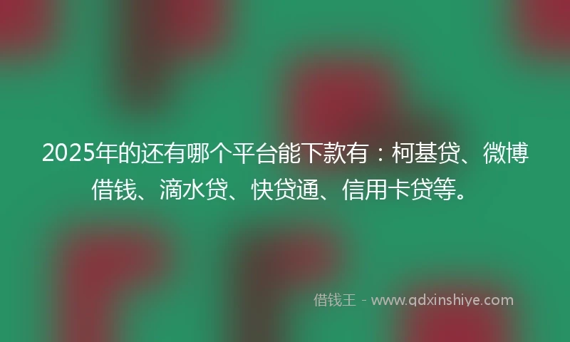 2025年的还有哪个平台能下款有：柯基贷、微博借钱、滴水贷、快贷通、信用卡贷等。