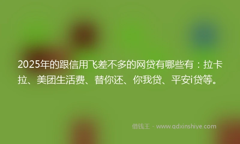 2025年的跟信用飞差不多的网贷有哪些有：拉卡拉、美团生活费、替你还、你我贷、平安i贷等。