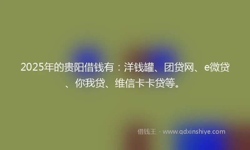 2025年的贵阳借钱有：洋钱罐、团贷网、e微贷、你我贷、维信卡卡贷等。