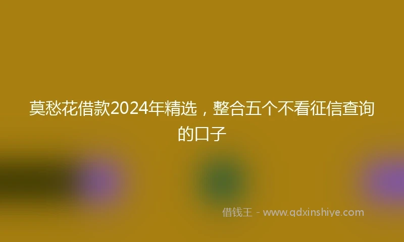 莫愁花借款2024年精选，整合五个不看征信查询的口子