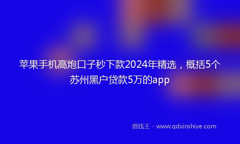苹果手机高炮口子秒下款2024年精选，概括5个苏州黑户贷款5万的app