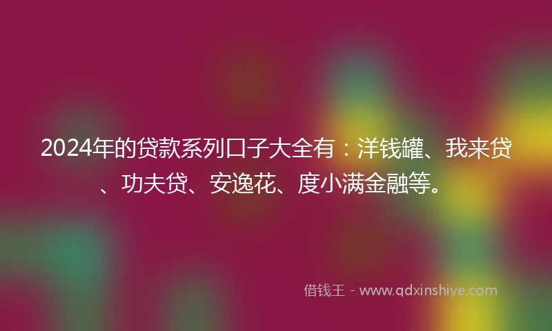 2024年的贷款系列口子大全有：洋钱罐、我来贷、功夫贷、安逸花、度小满金融等。