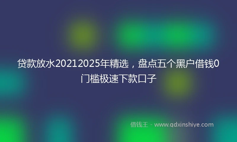 贷款放水20212025年精选，盘点五个黑户借钱0门槛极速下款口子