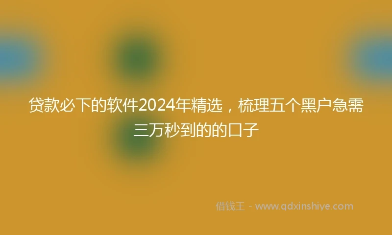 贷款必下的软件2024年精选，梳理五个黑户急需三万秒到的的口子