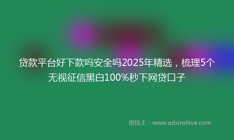 贷款平台好下款吗安全吗2025年精选，梳理5个无视征信黑白100%秒下网贷口子