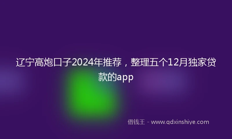 辽宁高炮口子2024年推荐，整理五个12月独家贷款的app