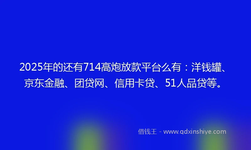 2025年的还有714高炮放款平台么有：洋钱罐、京东金融、团贷网、信用卡贷、51人品贷等。