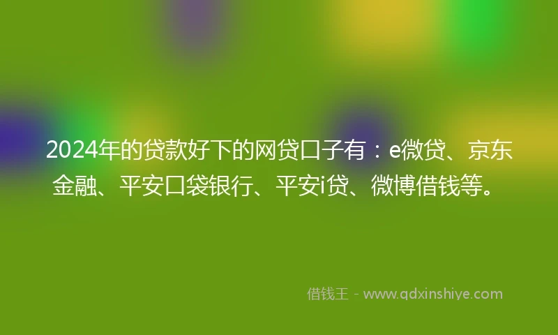 2024年的贷款好下的网贷口子有：e微贷、京东金融、平安口袋银行、平安i贷、微博借钱等。