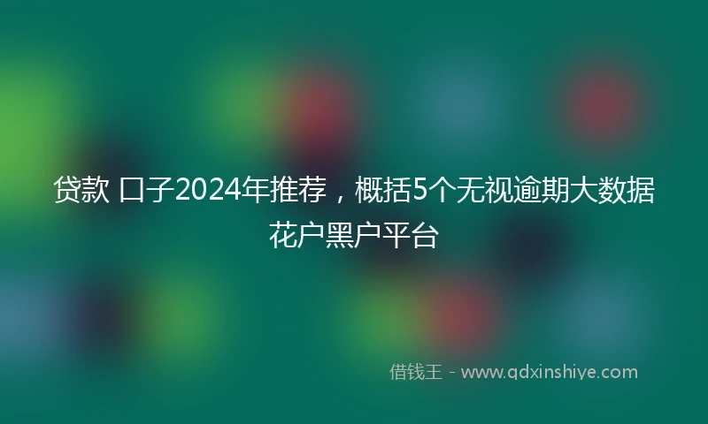 贷款 口子2024年推荐，概括5个无视逾期大数据花户黑户平台