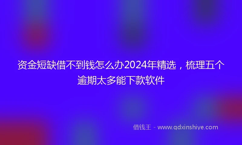 资金短缺借不到钱怎么办2024年精选，梳理五个逾期太多能下款软件