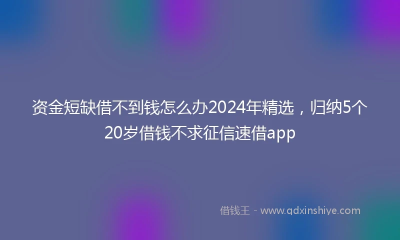 资金短缺借不到钱怎么办2024年精选，归纳5个20岁借钱不求征信速借app