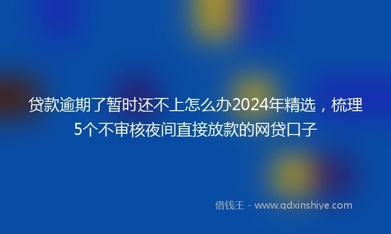 贷款逾期了暂时还不上怎么办2024年精选，梳理5个不审核夜间直接放款的网贷口子