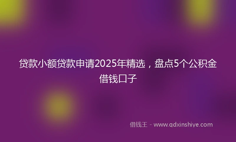 贷款小额贷款申请2025年精选,盘点5个公积金借钱口子