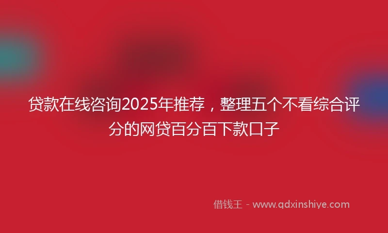 贷款在线咨询2025年推荐，整理五个不看综合评分的网贷百分百下款口子