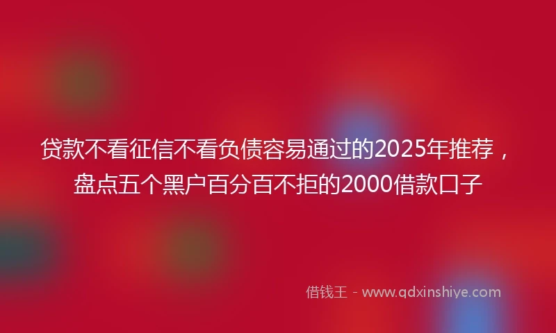 贷款不看征信不看负债容易通过的2025年推荐，盘点五个黑户百分百不拒的2000借款口子