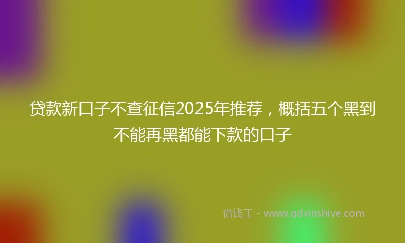 贷款新口子不查征信2025年推荐，概括五个黑到不能再黑都能下款的口子