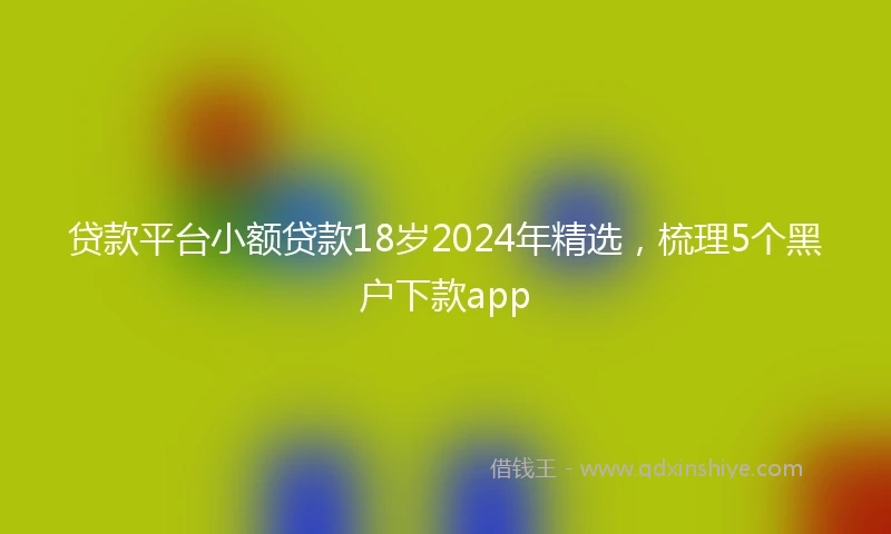 贷款平台小额贷款18岁2024年精选，梳理5个黑户下款app
